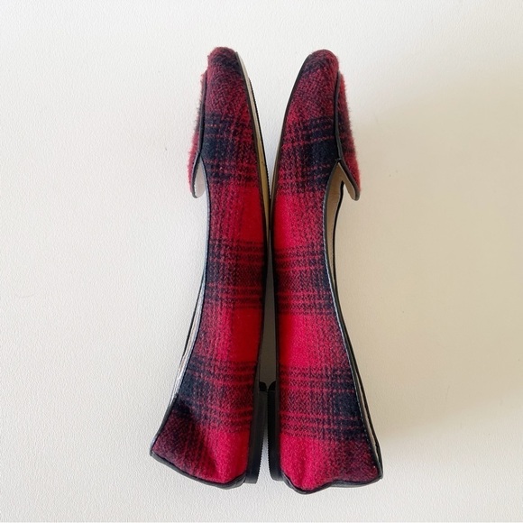J Jill Flats Buffalo Plaid Loafer Chic Preppy Casual Holiday Red Black 8 - Picture 6 of 12